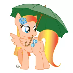 Size: 600x600 | Tagged: safe, artist:elm-chan, derpibooru import, sea breeze, pegasus, pony, female, g1, g1 to g4, generation leap, looking back, mare, mouth hold, solo, tropical ponies, umbrella