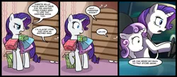 Size: 1500x656 | Tagged: safe, artist:madmax, derpibooru import, rarity, sweetie belle, pony, unicorn, car, changing room, comic, dressing room, driving, duo, female, filly, funny, implied pooping, mare, simpsons did it, sweetiedumb, sweetiepoo, the simpsons, the wandering juvie, toilet humor