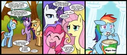 Size: 1500x656 | Tagged: safe, artist:madmax, derpibooru import, applejack, fluttershy, pinkie pie, rainbow dash, rarity, twilight sparkle, earth pony, pegasus, pony, unicorn, abuse, comfort eating, comic, crying, dashabuse, dialogue, female, forever alone, horn, häagen-dazs, ice cream, mane six, mare, meme, sad, slice of life, this will end in weight gain, uninvited, wings
