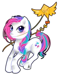 Size: 600x776 | Tagged: safe, artist:ladyamaltea, derpibooru import, bow tie (g3), earth pony, pony, female, g3, g3 to g4, generation leap, kite, mare, mouth hold, simple background, solo, transparent background