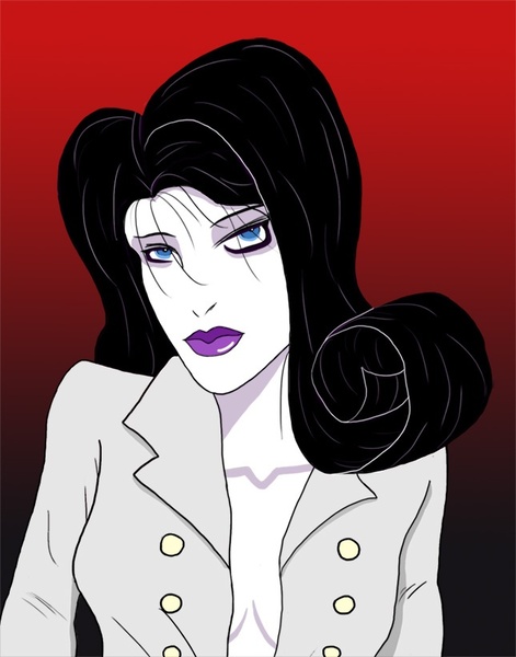 Size: 645x821 | Tagged: absolute cleavage, artist:jarntazecht, breasts, cleavage, derpibooru import, female, gradient background, human, humanized, patrick nagel, rarity, safe, solo