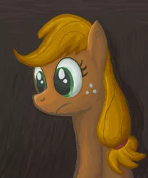 Size: 600x720 | Tagged: safe, artist:scrimpeh, derpibooru import, applejack, earth pony, pony, bust, female, frown, mare, profile, solo