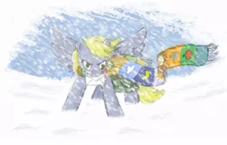 Size: 900x577 | Tagged: safe, artist:onkelscrut, derpibooru import, derpy hooves, pegasus, pony, blizzard, clothes, epic derpy, female, letter, mail, mailbag, mailpony, mare, mouth hold, scarf, snow, snowfall, solo