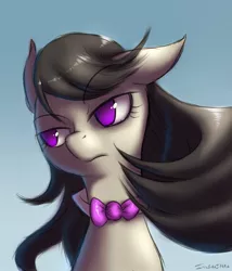 Size: 1200x1400 | Tagged: dead source, safe, artist:swaetshrit, derpibooru import, octavia melody, earth pony, pony, bust, female, gradient background, mare, no pupils, paint tool sai, portrait, serious face, solo