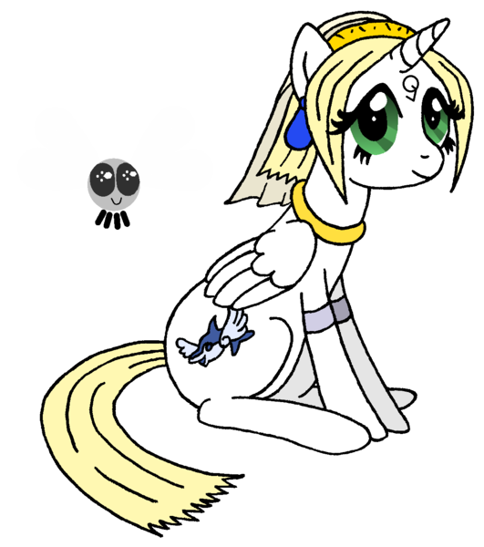 Size: 1200x1355 | Tagged: safe, artist:sephiroth7734, derpibooru import, ponified, alicorn, parasprite, pony, female, fina, mare, simple background, sitting, skies of arcadia, solo, transparent background
