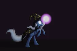 Size: 1219x809 | Tagged: safe, artist:enma-darei, derpibooru import, trixie, pony, unicorn, cape, clothes, female, glowing eyes, glowing horn, hat, magic, mare, rearing, solo, trixie's cape, trixie's hat