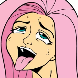 Size: 945x945 | Tagged: ahegao, artist:megasweet, close-up, derpibooru import, female, fluttershy, human, humanized, not porn, open mouth, solo, solo female, suggestive, sweat