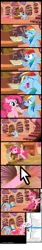 Size: 2600x15500 | Tagged: safe, artist:tamalesyatole, derpibooru import, gummy, pinkie pie, rainbow dash, earth pony, pegasus, pony, book, comic, cursor, female, fourth wall, golden oaks library, i have no mouth and i must scream, mare, night, reading, speech bubble