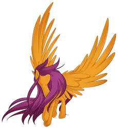 Size: 784x851 | Tagged: safe, artist:secret-pony, derpibooru import, scootaloo, pegasus, pony, adult, female, hair over eyes, large wings, long mane, mare, older, simple background, solo, spread wings, transparent background