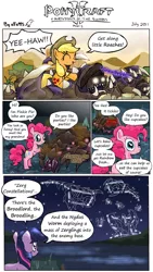 Size: 650x1150 | Tagged: safe, artist:alfa995, derpibooru import, applejack, pinkie pie, twilight sparkle, earth pony, pony, unicorn, comic, constellation, crossover, female, mare, riding, starcraft, this will end in cupcakes, yeehaw