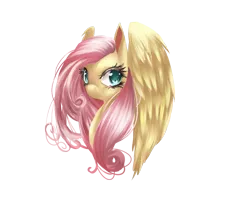 Size: 2200x1800 | Tagged: safe, artist:dream--chan, derpibooru import, fluttershy, pegasus, pony, bust, eyelashes, female, looking at you, looking sideways, mare, portrait, simple background, solo, transparent background