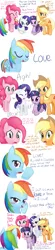 Size: 850x3850 | Tagged: safe, artist:negativefox, derpibooru import, applejack, pinkie pie, rainbow dash, rarity, twilight sparkle, earth pony, pegasus, pony, unicorn, comic, female, food, mane six, mare, simple background, tales of series, tales of vesperia, tongue out, white background