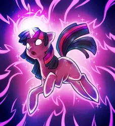 Size: 610x672 | Tagged: safe, artist:zilleniose-chu, derpibooru import, twilight sparkle, pony, unicorn, female, floating, glowing eyes, magic, mare, solo