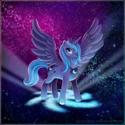 Size: 729x729 | Tagged: safe, artist:noctudelic, derpibooru import, princess luna, alicorn, pony, female, mare, s1 luna, solo, spread wings