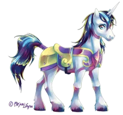 Size: 600x561 | Tagged: dead source, safe, artist:foervraengd, derpibooru import, shining armor, pony, unicorn, armor, male, outline, realistic, simple background, solo, stallion, tail wrap, transparent background, unshorn fetlocks