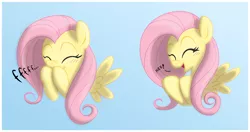 Size: 1040x550 | Tagged: safe, artist:ctb-36, artist:egophiliac, derpibooru import, fluttershy, pegasus, pony, colored, cute, eyes closed, female, hnnng, laughing, mare, shyabetes, smiling, solo