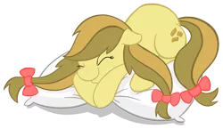 Size: 1624x941 | Tagged: dead source, safe, artist:sir-dangereaux, derpibooru import, apple strudely, earth pony, pony, apple family member, female, mare, photoshop, pillow, simple background, sleeping, solo, transparent background