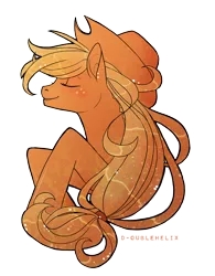 Size: 500x640 | Tagged: dead source, source needed, useless source url, safe, artist:d-oublehelix, derpibooru import, applejack, earth pony, pony, bust, eyes closed, female, mare, portrait, profile, simple background, smiling, solo, transparent background