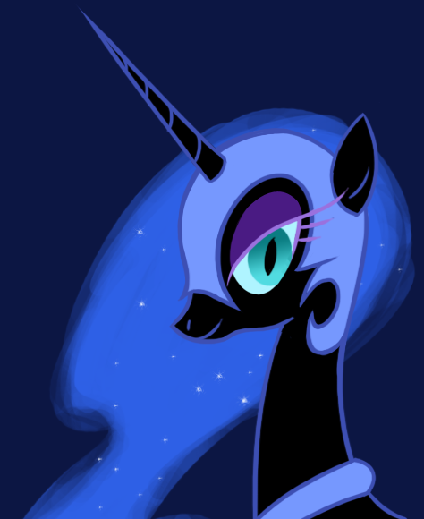 Size: 474x580 | Tagged: dead source, safe, artist:sir-dangereaux, derpibooru import, nightmare moon, alicorn, pony, blue background, bust, female, mare, photoshop, portrait, profile, simple background, solo