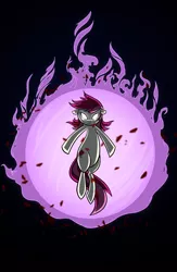 Size: 1080x1654 | Tagged: dead source, safe, artist:sir-dangereaux, derpibooru import, roseluck, earth pony, pony, badass, female, floating, glowing eyes, magic, magic overload, mare, photoshop, rose petals, solo