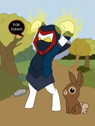 Size: 900x1200 | Tagged: safe, artist:wickedinnocence92192, derpibooru import, ponified, pony, rabbit, bipedal, crossover, looking for group, richard (looking for group), solo