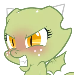 Size: 550x555 | Tagged: angry, artist:queencold, blushing, derpibooru import, dragon, dragoness, dragon oc, female, oc, oc:jade, safe, simple background, solo, transparent background, unofficial characters only