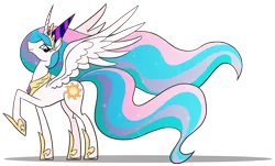 Size: 1588x957 | Tagged: dead source, safe, artist:sir-dangereaux, derpibooru import, princess celestia, alicorn, pony, female, hat, looking at you, majestic, mare, party hat, photoshop, raised hoof, simple background, smiling, solo, spread wings, transparent background
