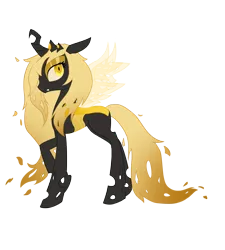 Size: 1800x2000 | Tagged: artist:piichu-pi, changeling, changeling oc, changeling queen, changeling queen oc, derpibooru import, female, oc, oc:aurelia, safe, simple background, solo, transparent background, unofficial characters only, yellow changeling