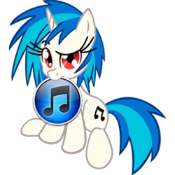 Size: 256x256 | Tagged: safe, artist:blues27xx, derpibooru import, vinyl scratch, pony, unicorn, computer icon, female, icon, itunes, mare, mouth hold, simple background, sitting, solo, transparent background