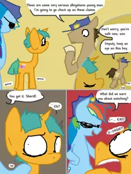 Size: 600x800 | Tagged: safe, artist:the weaver, derpibooru import, doctor whooves, rainbow dash, snails, time turner, earth pony, pegasus, pony, unicorn, colt, comic, female, hat, implied foalcon, male, mare, stallion, sunglasses