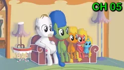 Size: 800x450 | Tagged: safe, derpibooru import, ponified, pony, .mov, party.mov, baby, baby pony, bald, bart simpson, blond, blonde, couch gag, crossover, donut, homer simpson, lisa simpson, maggie simpson, marge simpson, the simpsons