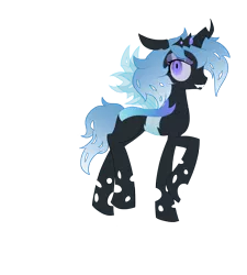 Size: 1800x2000 | Tagged: artist:piichu-pi, blue changeling, changeling, changeling queen, changeling queen oc, derpibooru import, female, oc, oc:tundra, safe, simple background, solo, transparent background, tundra, unofficial characters only