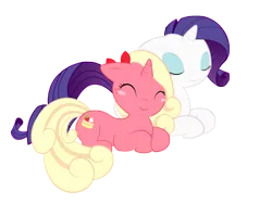 Size: 800x600 | Tagged: safe, artist:piichu-pi, derpibooru import, rarity, oc, pony, unicorn, duo, duo female, eyes closed, female, floppy ears, mare, prone, simple background, smiling, snuggling, transparent background