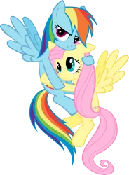 Size: 1471x2001 | Tagged: safe, artist:kurokaji11, derpibooru import, fluttershy, rainbow dash, pegasus, pony, female, flutterdash, hug, lesbian, mare, shipping, simple background, transparent background