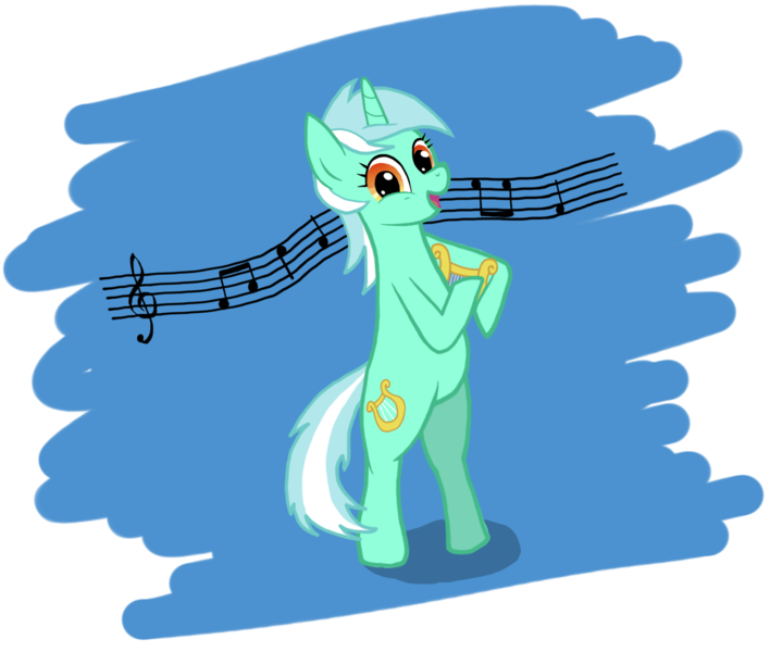 Size: 1600x1355 | Tagged: safe, artist:troggle, derpibooru import, lyra heartstrings, pony, unicorn, bipedal, female, lyre, mare, music, simple background, solo, transparent background