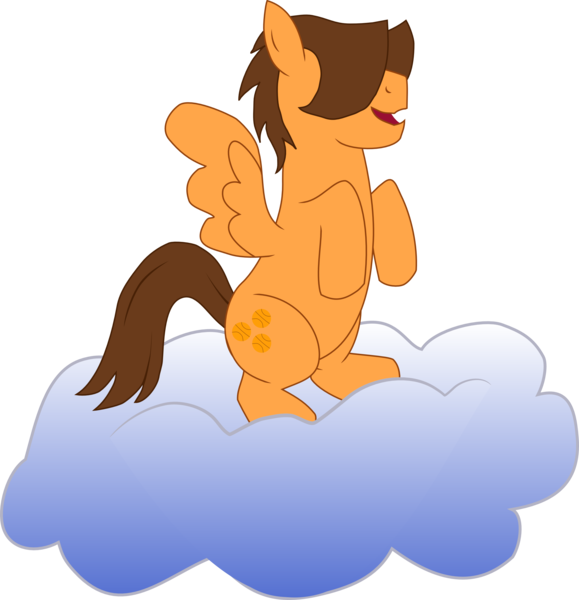 Size: 2678x2776 | Tagged: safe, artist:troggle, derpibooru import, hoops, pegasus, pony, cloud, cutie mark, high res, hooves, inkscape, male, on a cloud, open mouth, simple background, solo, spread wings, stallion, transparent background, vector, wings