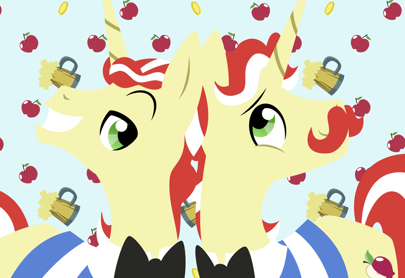 Size: 4326x2976 | Tagged: safe, artist:catnipfairy, derpibooru import, flam, flim, pony, unicorn, ask the flim flam bros, abstract background, duo, duo male, lineless, male, stallion, vector