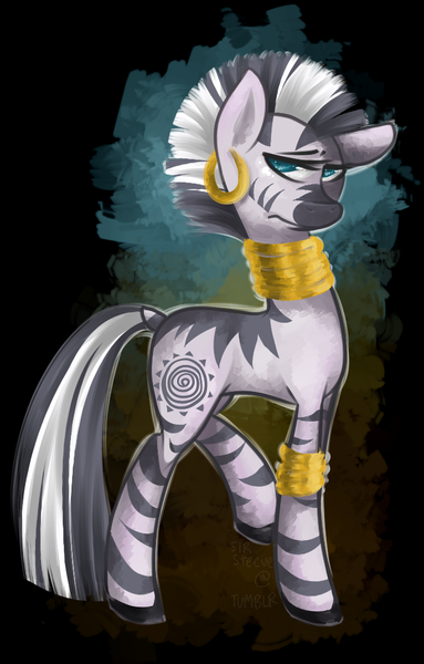 Size: 682x1068 | Tagged: abstract background, artist:steeve, derpibooru import, female, mare, safe, solo, zebra, zecora
