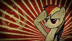 Size: 1920x1080 | Tagged: safe, artist:2snacks, derpibooru import, rainbow dash, pegasus, pony, communism, female, hammer and sickle, mare, photoshop, propaganda, rainbow dash salutes, salute, solo, soviet union, wallpaper