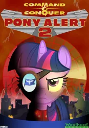 Size: 600x861 | Tagged: safe, artist:a4r91n, derpibooru import, twilight sparkle, pony, unicorn, command and conquer, crossover, female, game cover, manehattan, mare, parody, red alert 2, solo, westwood