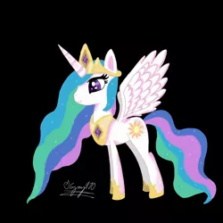 Size: 2500x2500 | Tagged: safe, artist:stingray970, derpibooru import, princess celestia, alicorn, pony, black background, female, high res, mare, peytral, simple background, smiling, solo