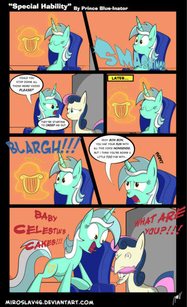 Size: 960x1575 | Tagged: safe, artist:miroslav46, derpibooru import, bon bon, lyra heartstrings, sweetie drops, earth pony, pony, unicorn, comic, couch, female, lesbian, lyrabon, lyre, mare, mare of a thousand voices, meme, nigel thornberry, shipping, smashing (meme)