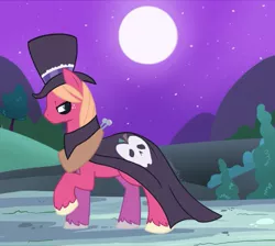 Size: 669x600 | Tagged: safe, artist:lonewolfkait, derpibooru import, big macintosh, earth pony, pony, luna eclipsed, cape, clothes, costume, hat, mac the ripper, male, moon, night, nightmare night, solo, stallion, stars, top hat