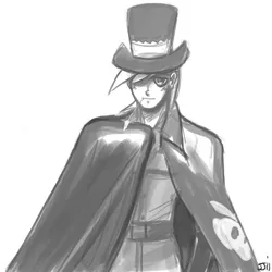 Size: 800x800 | Tagged: artist:johnjoseco, big macintosh, cloak, clothes, costume, derpibooru import, grayscale, hat, human, humanized, mac the ripper, male, monochrome, nightmare night, safe, solo, top hat