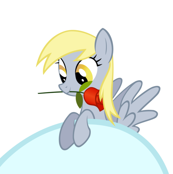 Size: 3500x3514 | Tagged: source needed, useless source url, safe, artist:keinzantezuken, derpibooru import, derpy hooves, pegasus, pony, fall weather friends, cloud, female, flower, high res, mare, mouth hold, photoshop, rose, simple background, smiling, solo, transparent background, underp