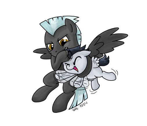 Size: 507x435 | Tagged: safe, artist:zicygomar, derpibooru import, rumble, thunderlane, pegasus, pony, brothers, colt, duo, duo male, flailing, male, noogie, simple background, stallion, transparent background