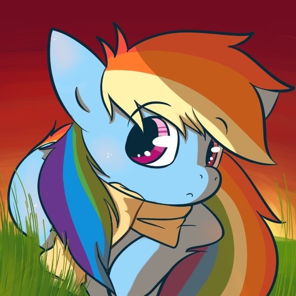 Size: 600x600 | Tagged: safe, artist:super-jess, derpibooru import, rainbow dash, pegasus, pony, clothes, cute, female, mare, scarf, solo