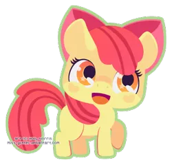 Size: 369x354 | Tagged: safe, artist:miss-glitter, derpibooru import, apple bloom, earth pony, pony, chibi, cute, female, filly, outline, simple background, solo, transparent background