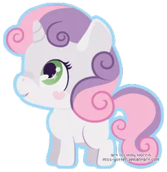 Size: 331x341 | Tagged: safe, artist:miss-glitter, derpibooru import, sweetie belle, pony, unicorn, chibi, cute, female, filly, outline, simple background, smiling, solo, transparent background