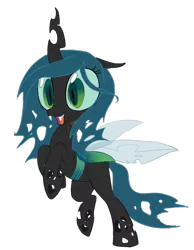 Size: 510x656 | Tagged: safe, artist:briskby, derpibooru import, queen chrysalis, changeling, changeling queen, nymph, big eyes, cute, cutealis, fangs, female, floppy ears, image, open mouth, png, rearing, simple background, solo, transparent background, younger